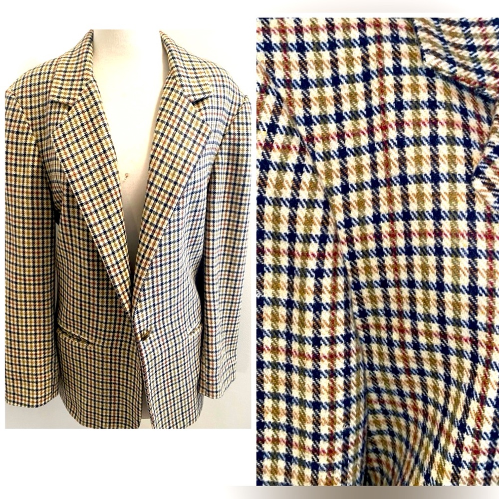 SAG HARBOR Plaid Vintage Wool Blend Blazer - Size 12 - EUC